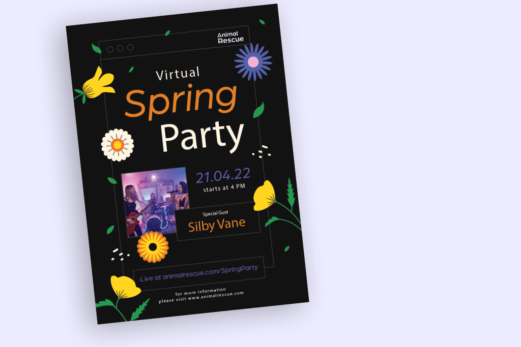 virtual spring party invitation