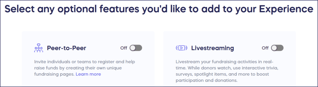 Graphic user interface, peer-to-peer and livestreaming activation