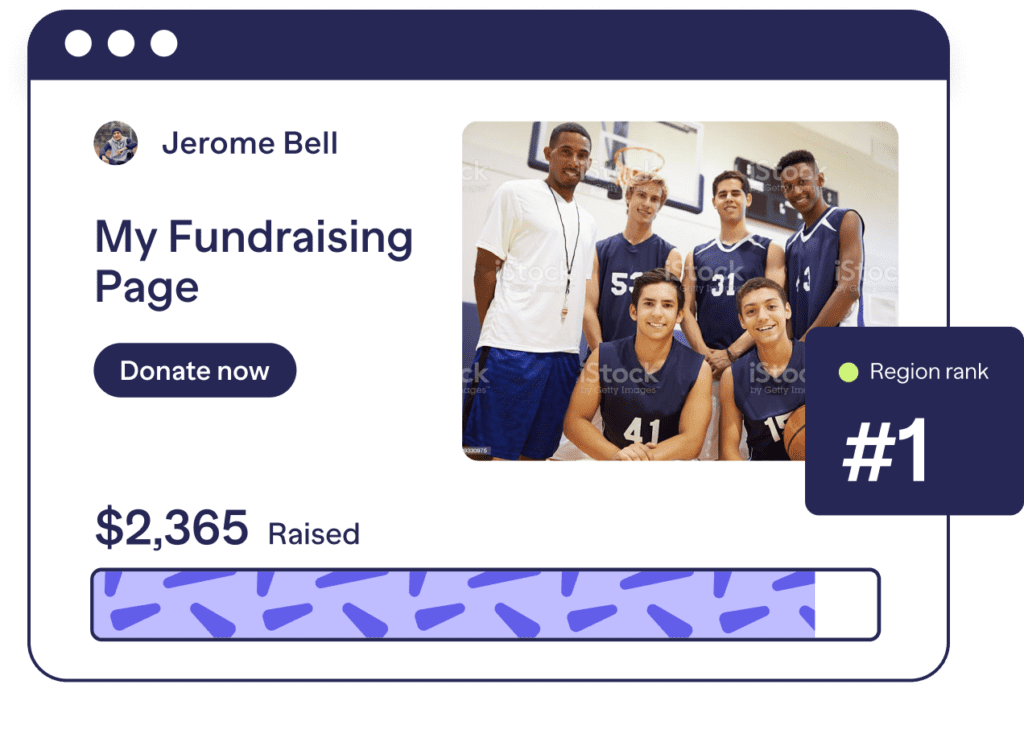 Basketball team fundraising page example 1