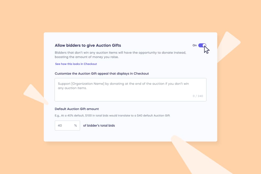 Allow bidders to give Auction Gifts easy for organizers interface
