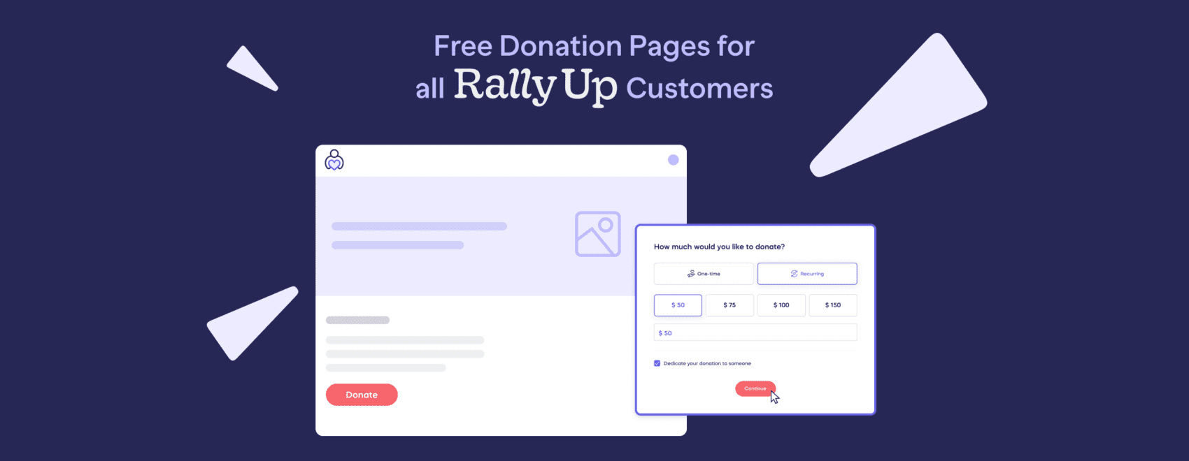 Free Donation Pages for all RallyUp customers
