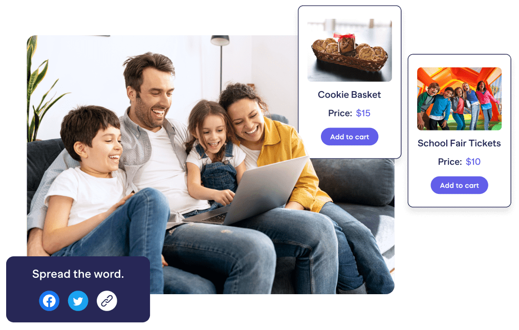 family buying online store items