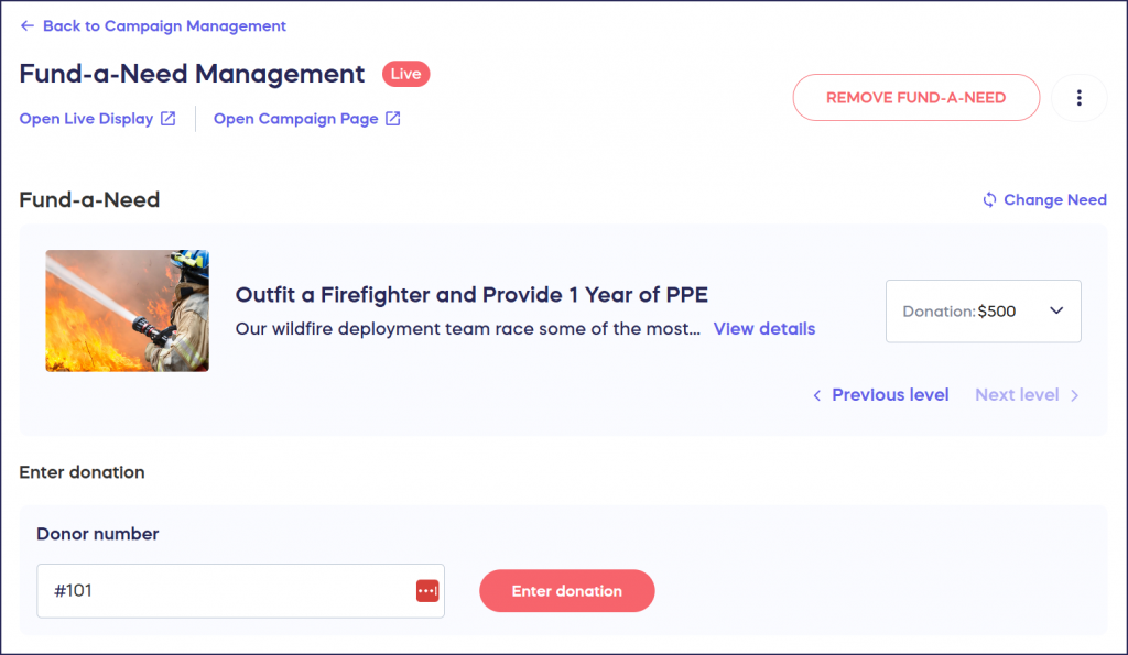 fund a need management page
