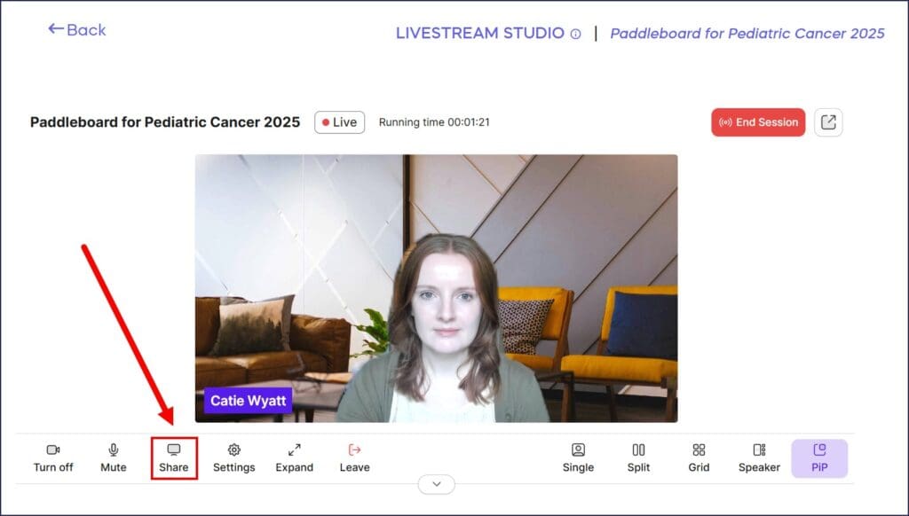 livestream share button