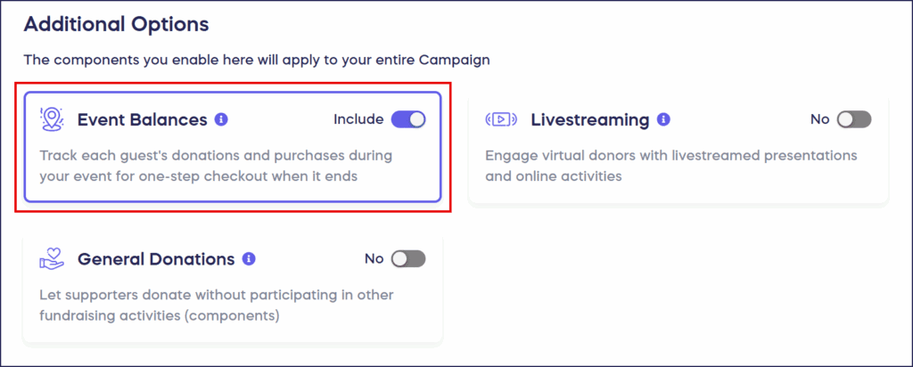 select event balances