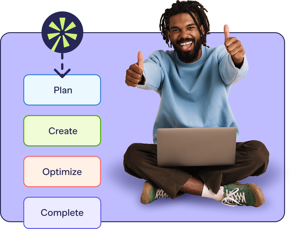 Man with laptop steps