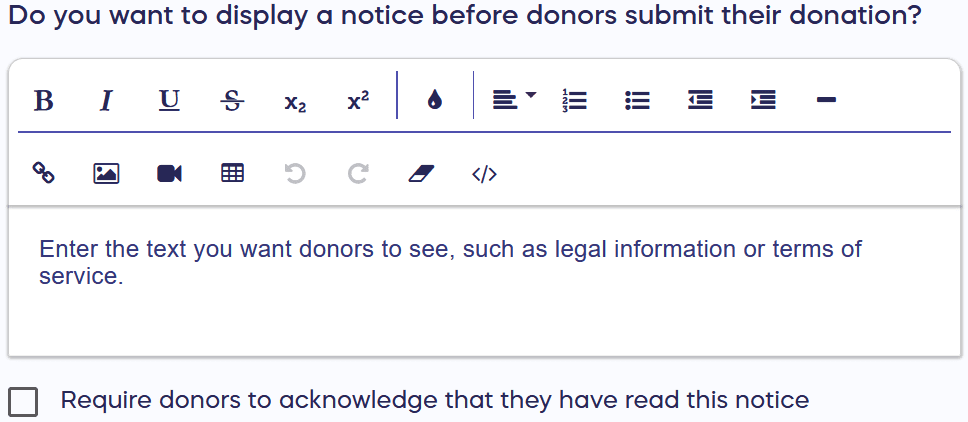 Add a Notice for Donors in the Checkout Process Screenshot 1 1