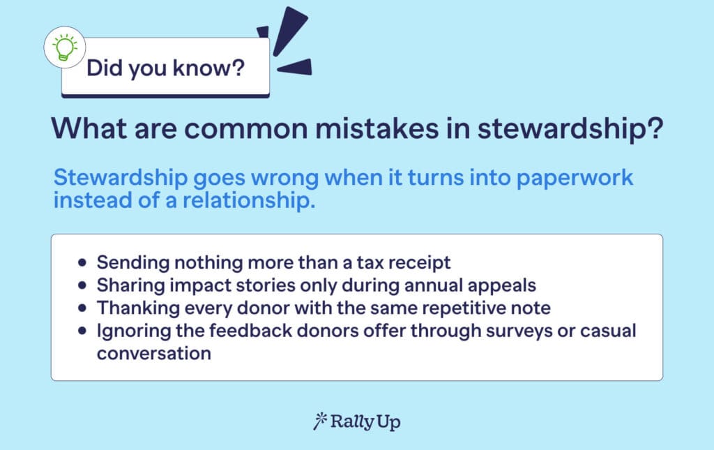 What are common mistakes in stewardship