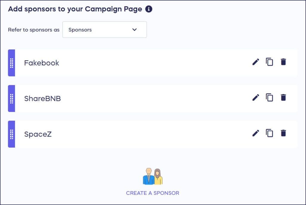 add sponsors to campaign page