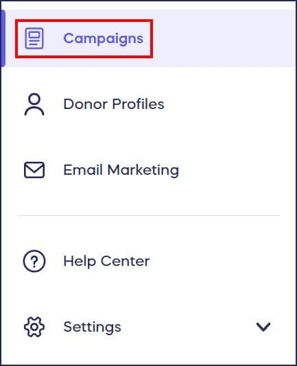 campaigns in left menu