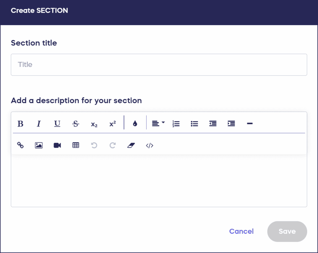 custom section details