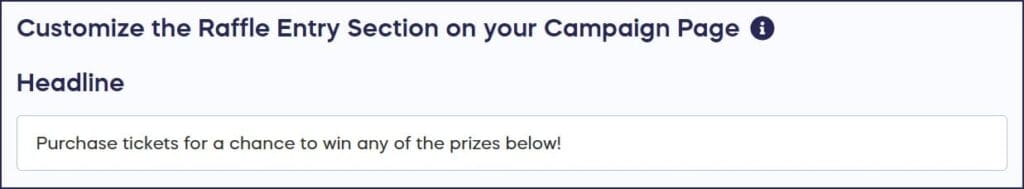 customize raffle entry section headline