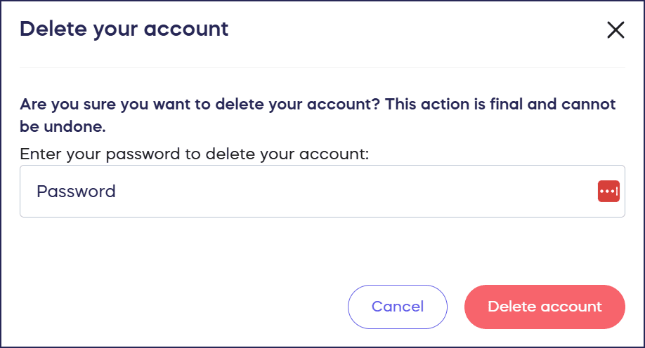 delete account confirmation