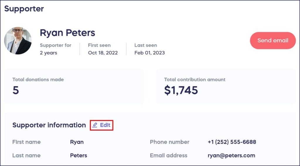 edit supporter information