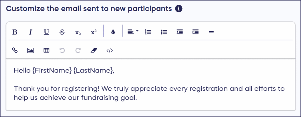 email to new participants