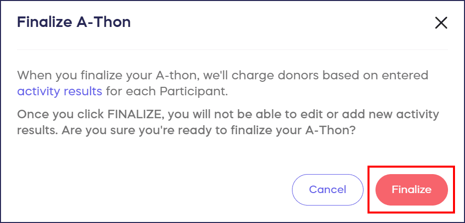 finalize athon confirmation popup