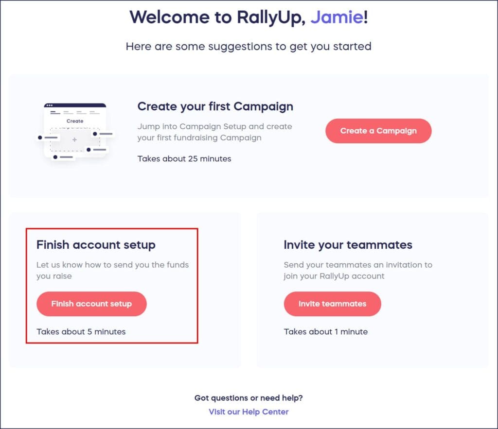 finish account setup