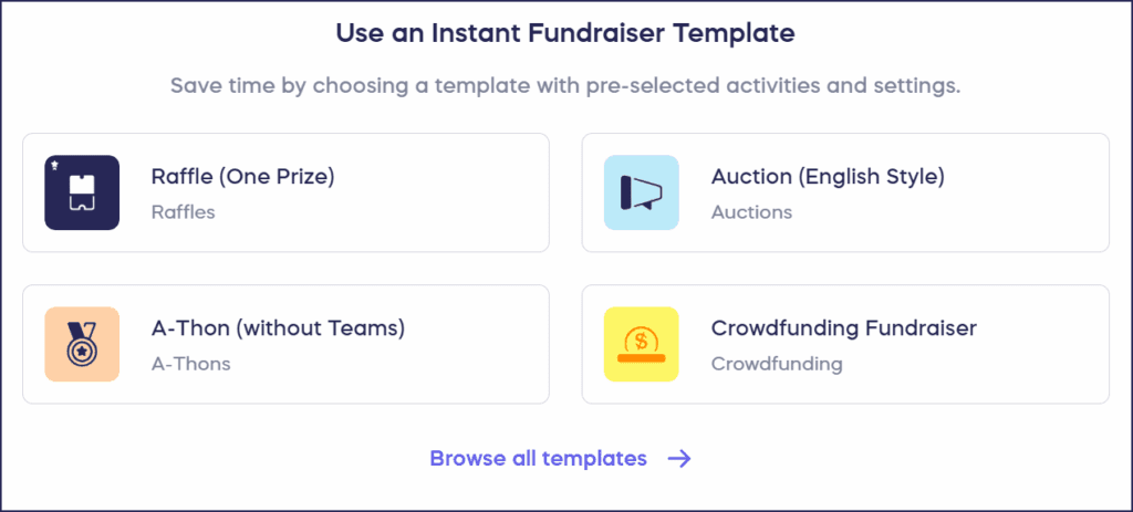 instant fundraiser templates
