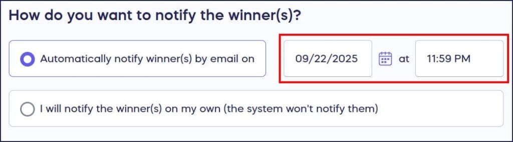 notify winners