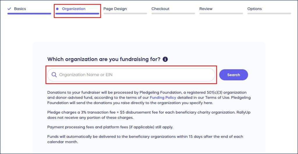 organization step in setup