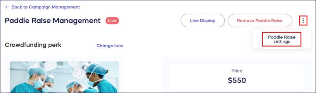 paddle raise settings