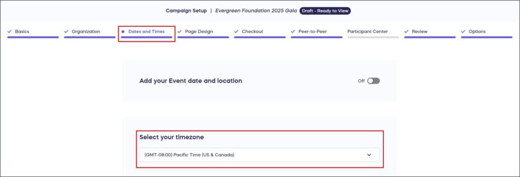 select your time zone