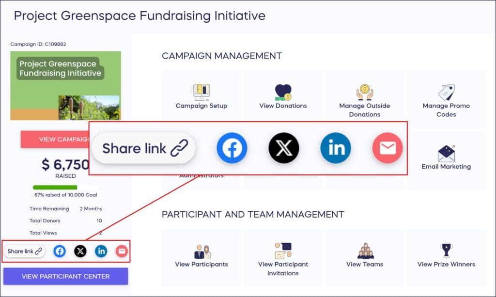 share campaign from campaign management
