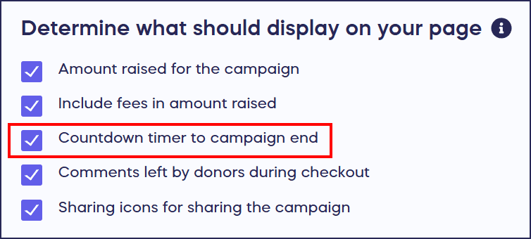 show or hide countdown timer to campaign end