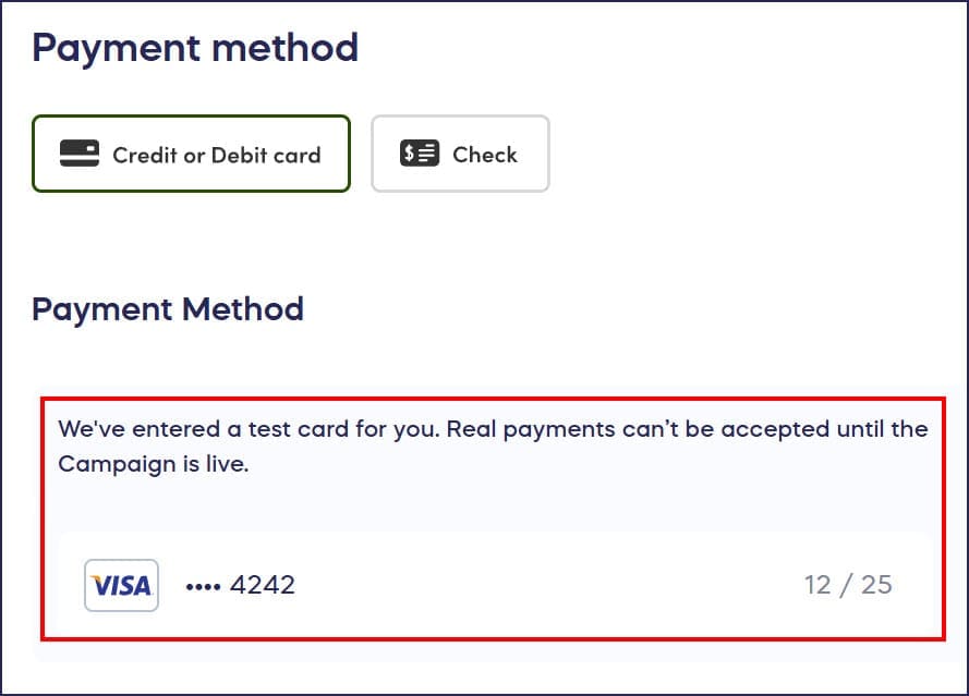 test card autofilled