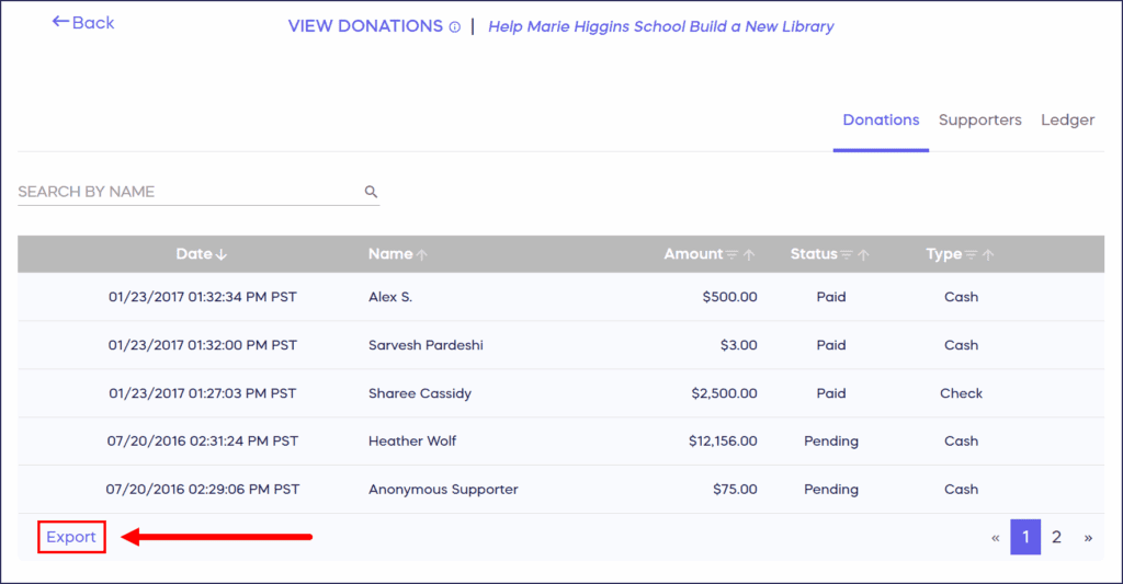 transaction ledger export