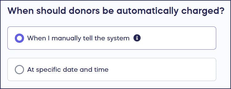 when to charge donors
