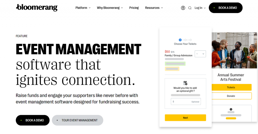 Bloomerang event management software 