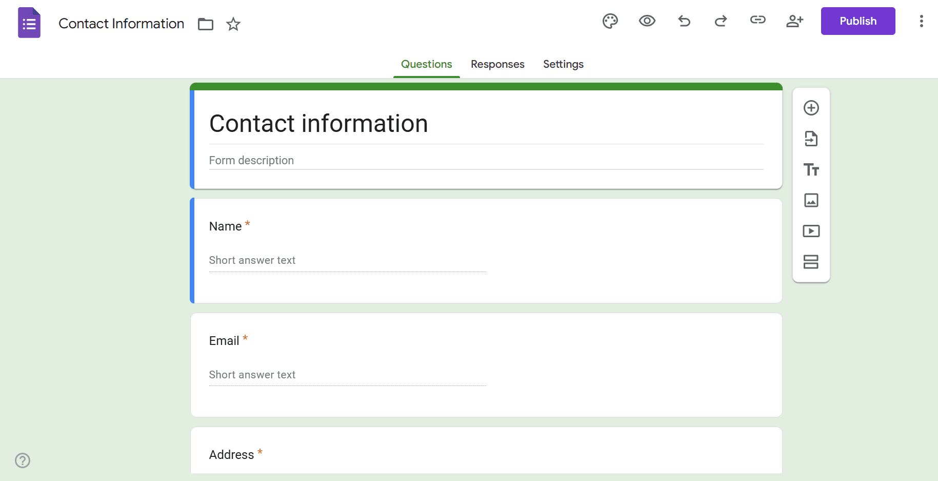Google Forms is a free tool for creating forms
