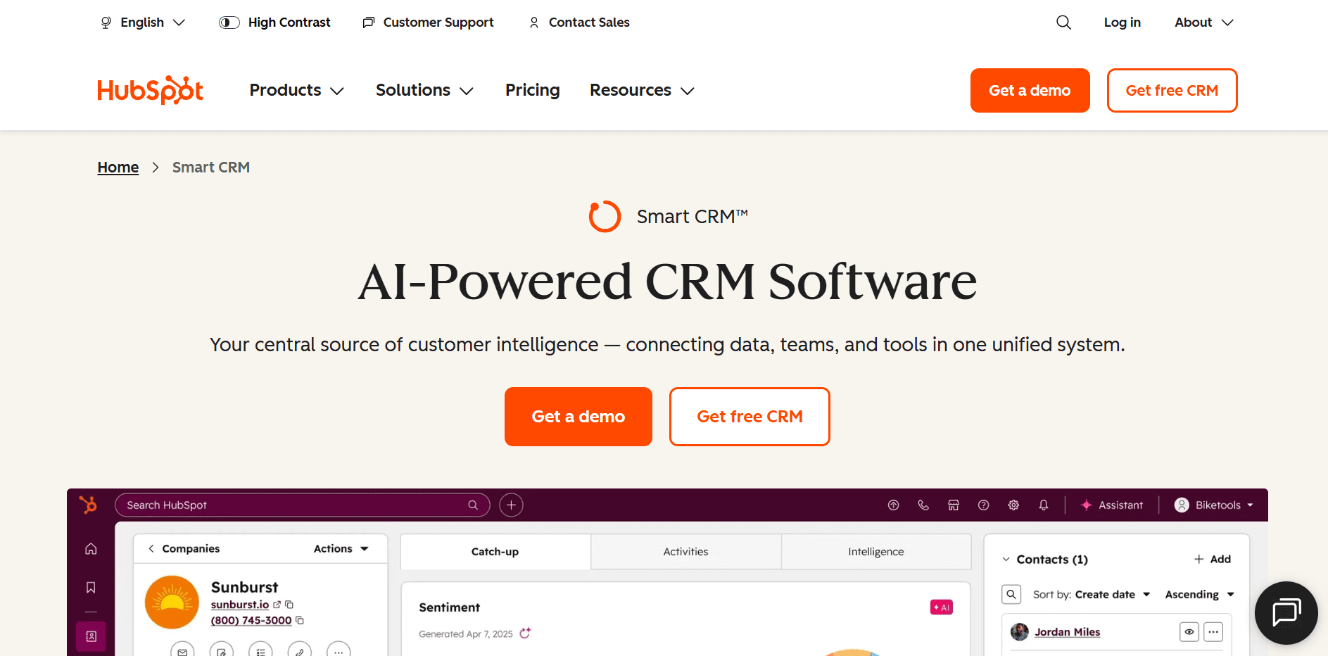 HubSpot offers a free CRM for beginner-level 