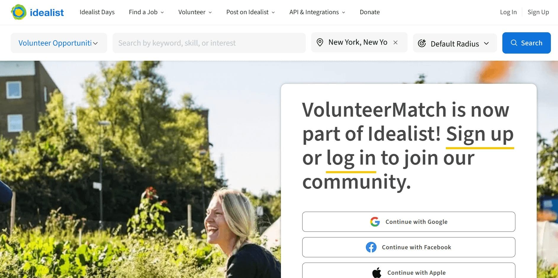 large volunteer discovery platform with a broad reach