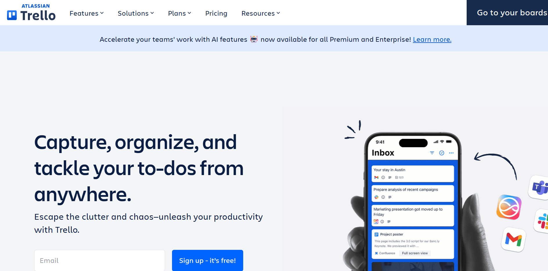 Trello uses visual boards
