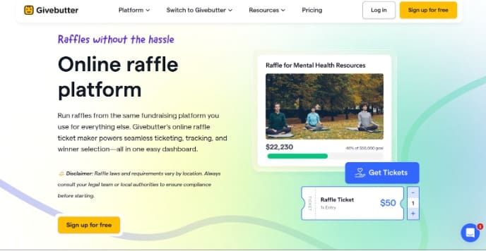 website with raffle-style campaign