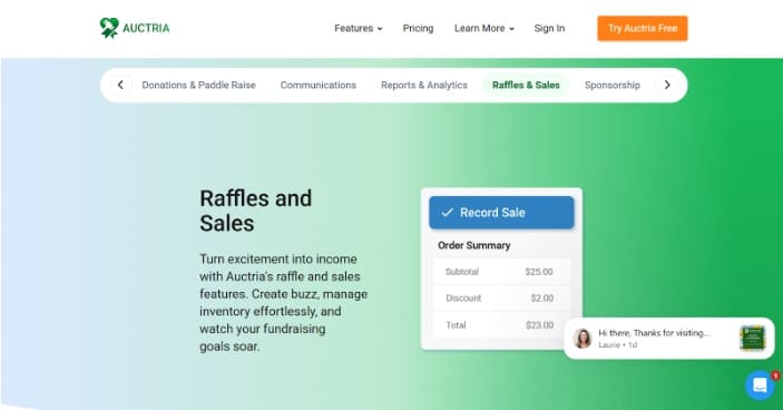 fundraising website with raffle modules