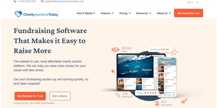 Event fundraising website with structured raffle