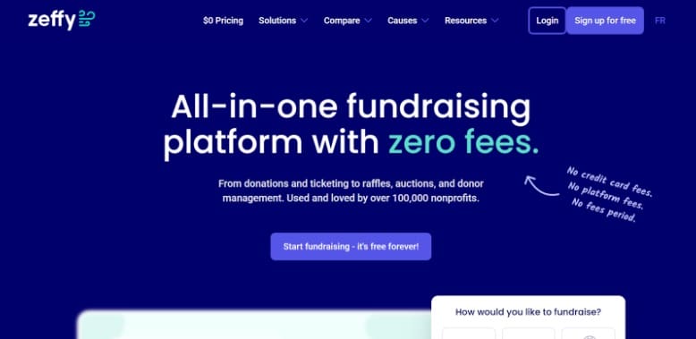 Zeffy is known for its zero platform fee model