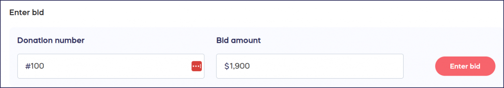 enter live auction bid