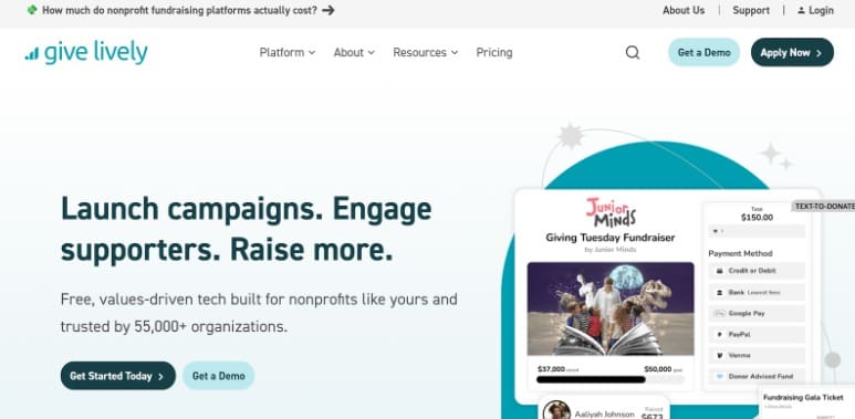 Give Lively is a fundraising platform