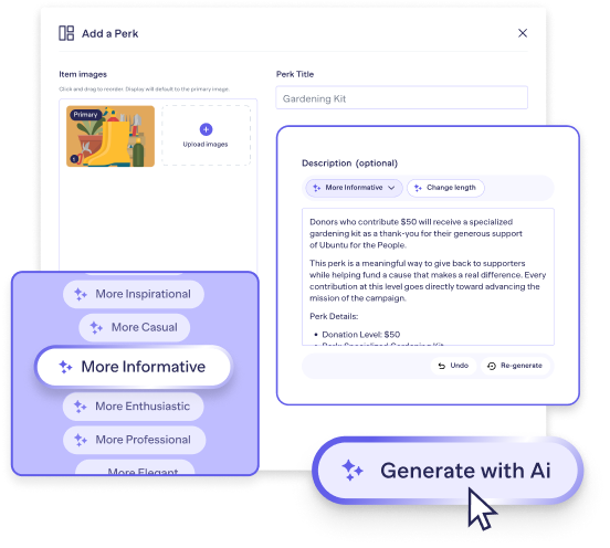 Crowdfunding AI blurb mobile