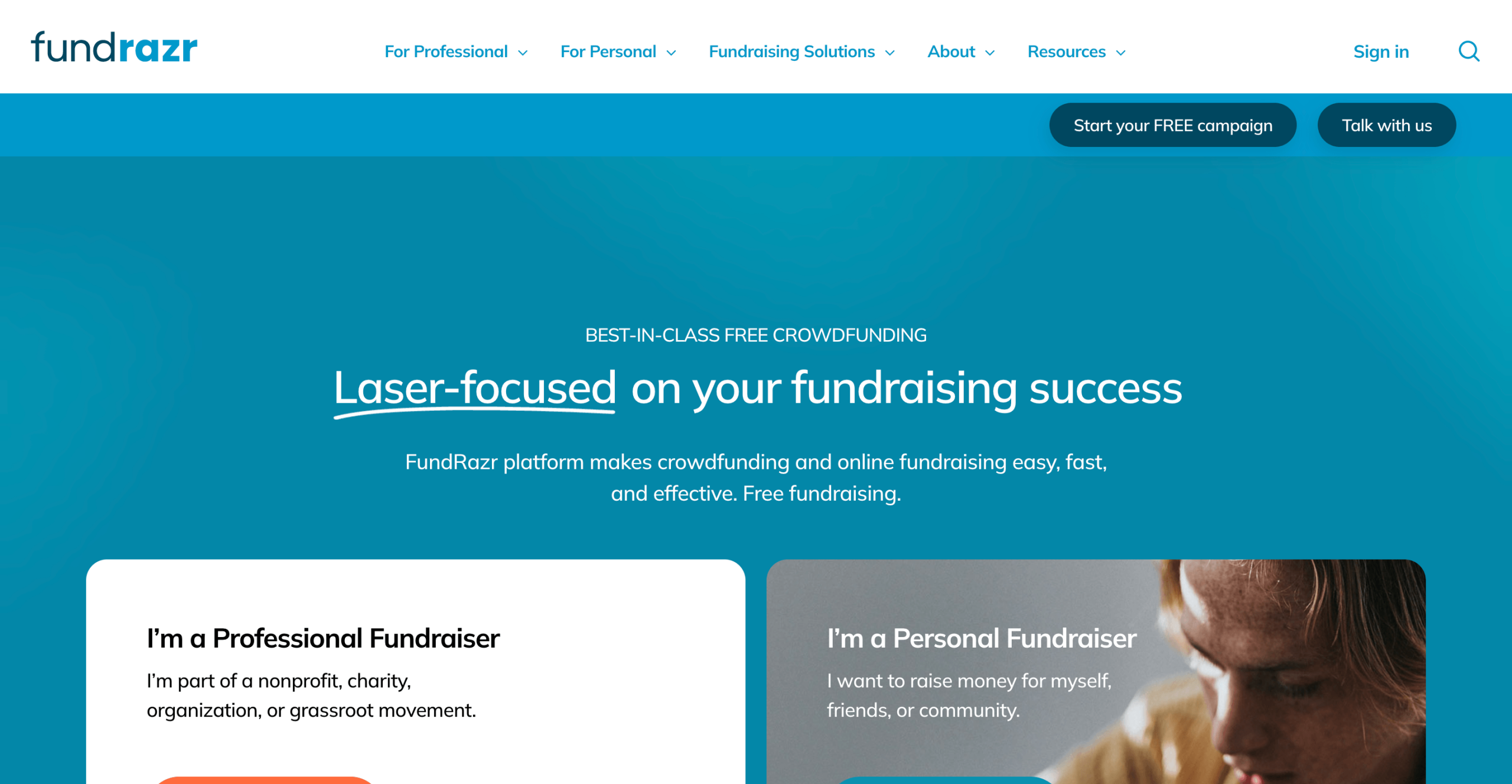 FundRazr has been around since 2009 and serves nonprofits, individuals, sports teams, schools, and businesses