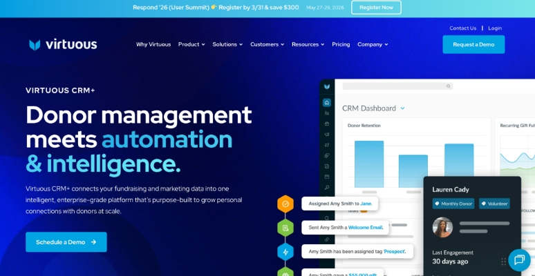 responsive fundraising CRM that uses donor behavior data