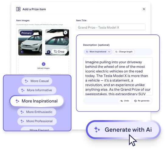 Sweepstakes AI blurb mobile