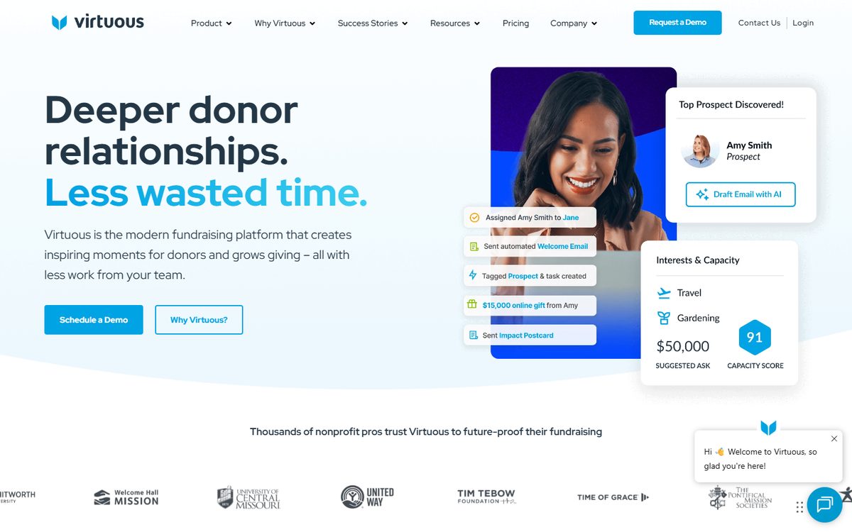 Virtuous CRM homepage