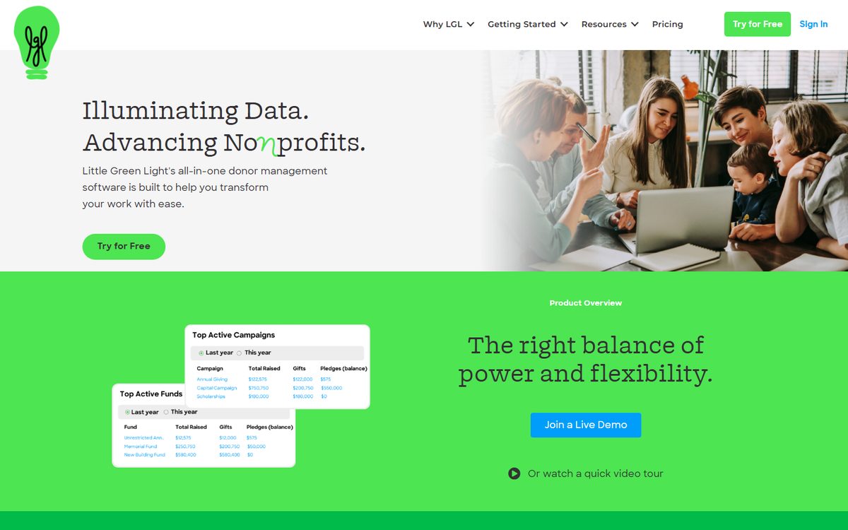 Little Green Light CRM homepage