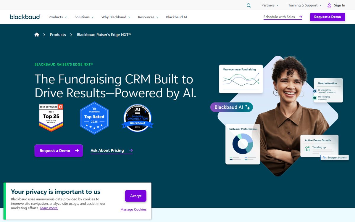 Blackbaud Raiser's Edge NXT homepage