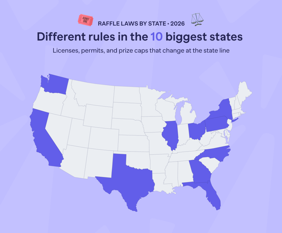 What are the raffle laws in the 10 biggest states  